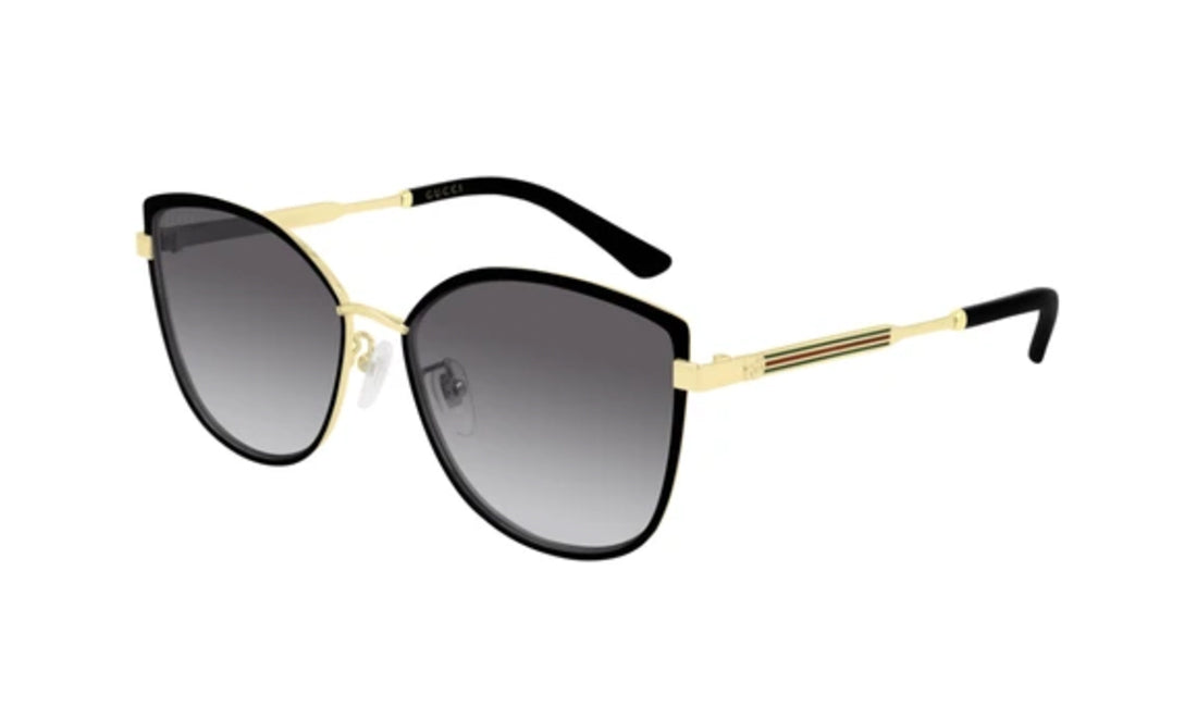 Sunglasses Gucci GG0589SK Black, Cat Eye, Gucci, Large, Metal, Non-Polarized, Prescription, Sunglasses, Womens