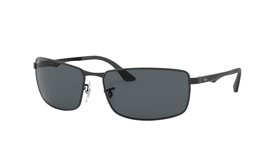 Sunglasses Rayban 3498 (Polarized) Black, Grey, Large, Mens, Metal, Polarized, Prescription, Rayban, Rectangle, Sunglasses