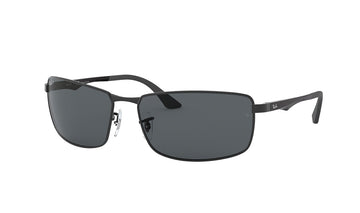 Sunglasses Rayban 3498 (Polarized) Black, Grey, Large, Mens, Metal, Polarized, Prescription, Rayban, Rectangle, Sunglasses