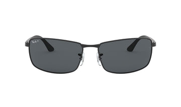 Sunglasses Rayban 3498 (Polarized) Black, Grey, Large, Mens, Metal, Polarized, Prescription, Rayban, Rectangle, Sunglasses