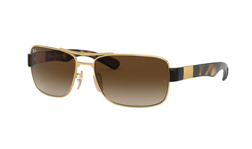Sunglasses Rayban 3522 Gold, Large, Mens, Metal, Non-Polarized, Prescription, Rayban, Rectangle, Sunglasses
