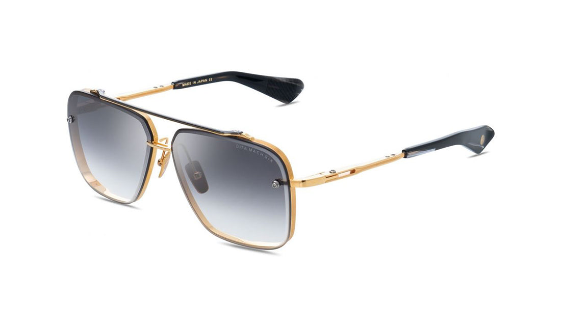Sunglasses DITA Mach Six Aviator, Black, Dita, Gold, Large, Mens, Non-Polarized, Non-Prescription, Sunglasses, Titanium