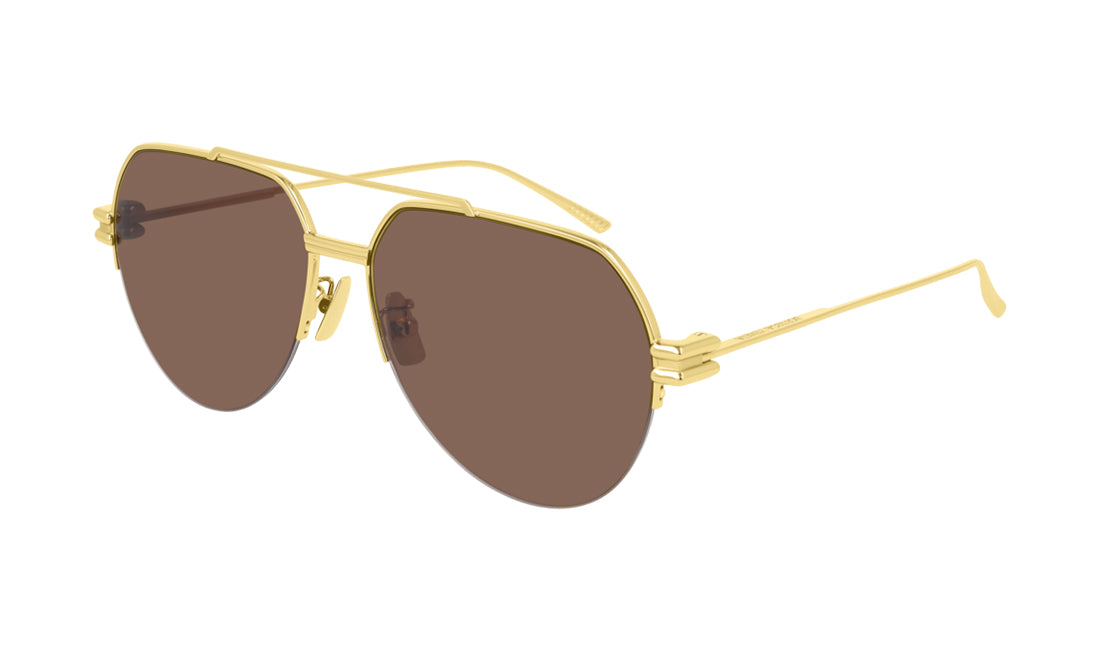 Sunglasses Bottega Veneta 1046S Aviator, Bottega Veneta, Gold, Large, Metal, Non-Polarized, Prescription, Sunglasses, Womens