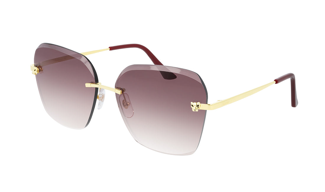 Sunglasses Cartier 0147S Cartier, D Frame, Metal, Non-Polarized, Non-Prescription, Sunglasses, Womens