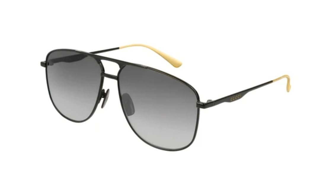 Sunglasses Gucci GG0336S Aviator, Black, Gold, Gucci, Large, Mens, Metal, Non-Polarized, Prescription, Sunglasses