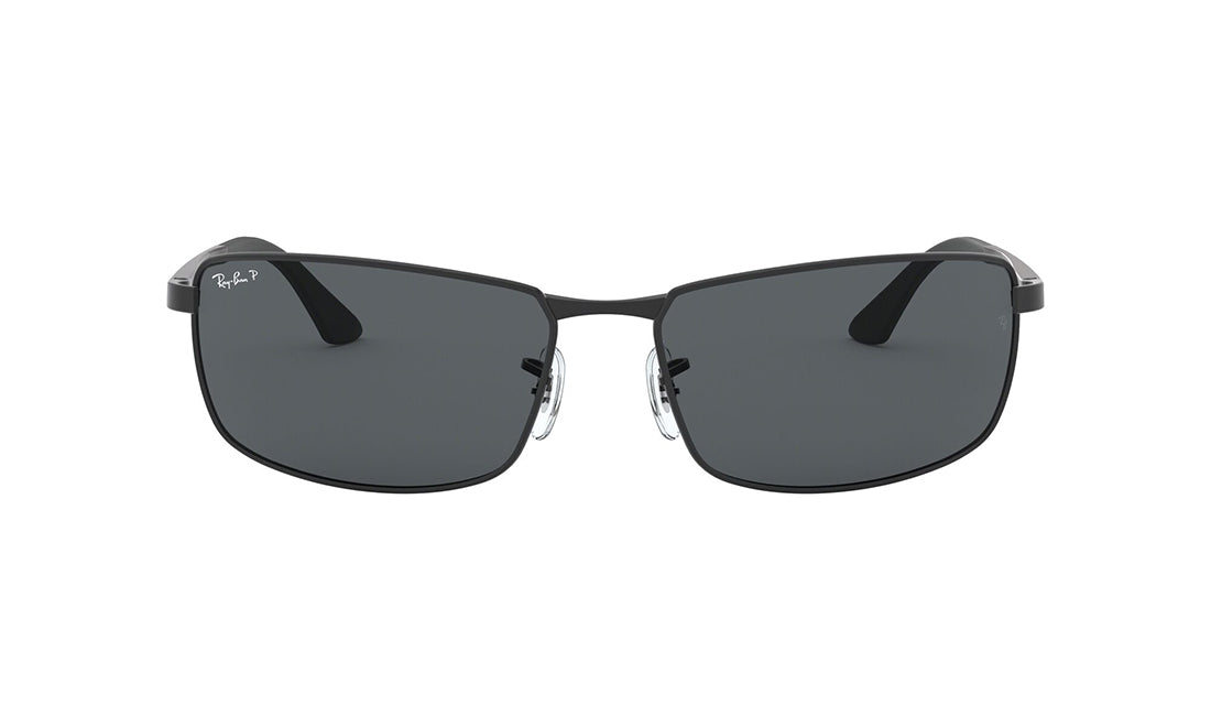 Sunglasses Rayban 3498 (Polarized) Black, Grey, Large, Mens, Metal, Polarized, Prescription, Rayban, Rectangle, Sunglasses