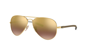 Sunglasses Rayban 8317CH (Polarized) Aviator, Gold, Large, Mens, Metal, Polarized, Prescription, Rayban, Sunglasses