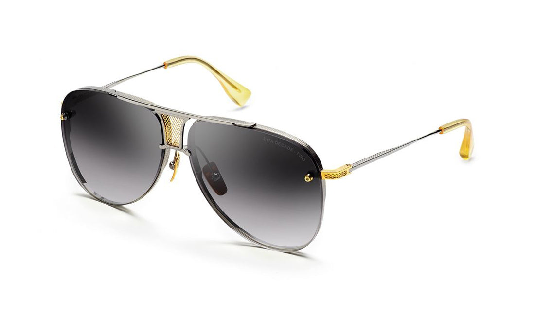 Sunglasses DITA Decade-Two Aviator, Black, Dita, Gold, Large, Mens, Non-Polarized, Non-Prescription, Silver, Sunglasses, Titanium