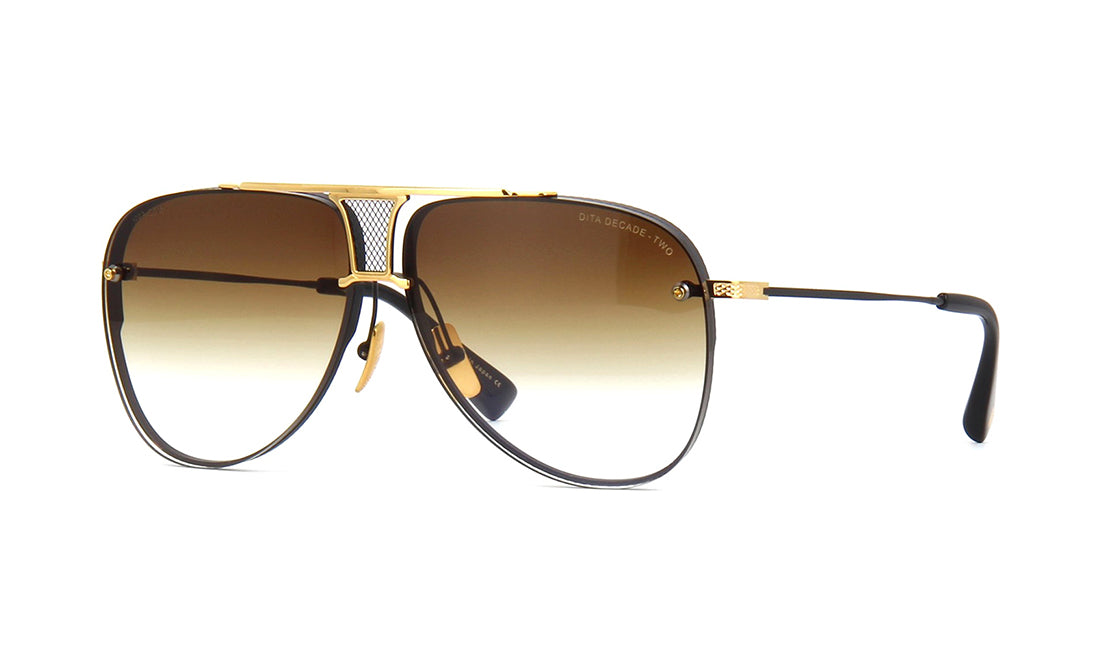 Sunglasses DITA Decade-Two Aviator, Black, Dita, Gold, Large, Mens, Non-Polarized, Non-Prescription, Silver, Sunglasses, Titanium