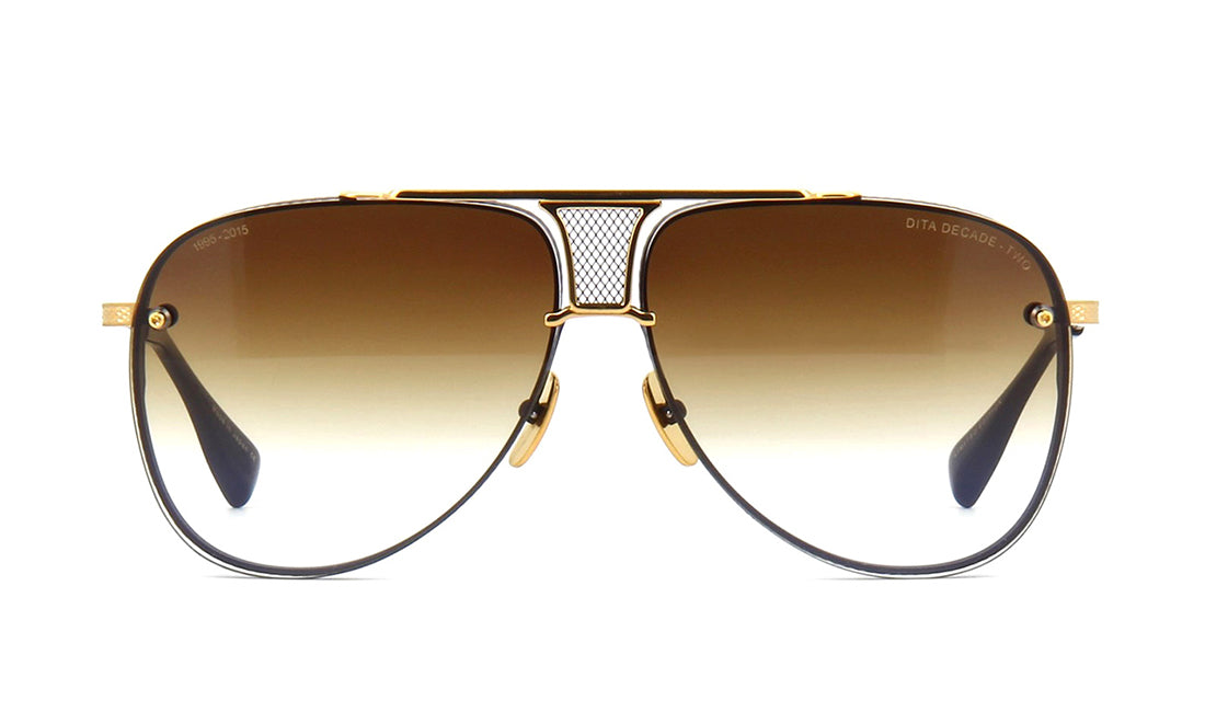 Sunglasses DITA Decade-Two Aviator, Black, Dita, Gold, Large, Mens, Non-Polarized, Non-Prescription, Silver, Sunglasses, Titanium