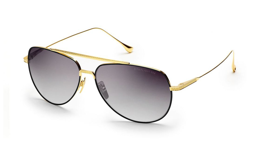 Sunglasses DITA Flight 004 Aviator, Black, Dita, Gold, Large, Non-Polarized, Non-Prescription, Sunglasses, Titanium, Unisex